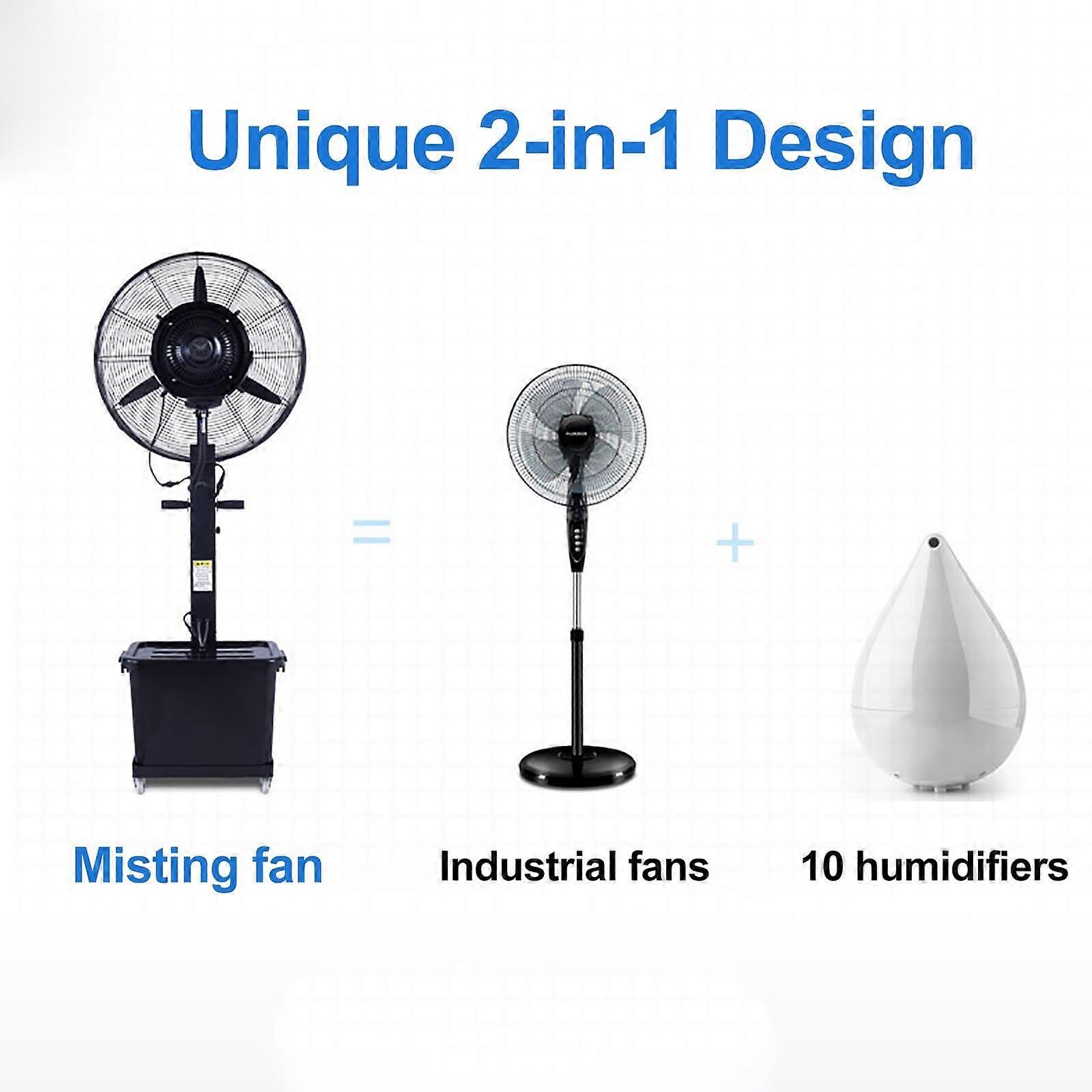 Ventilador nebulizador de exterior de 71cm con depósito de agua de 42L, refrigeración de 3 velocidades y oscilación de 120° para patio - Imagen 2