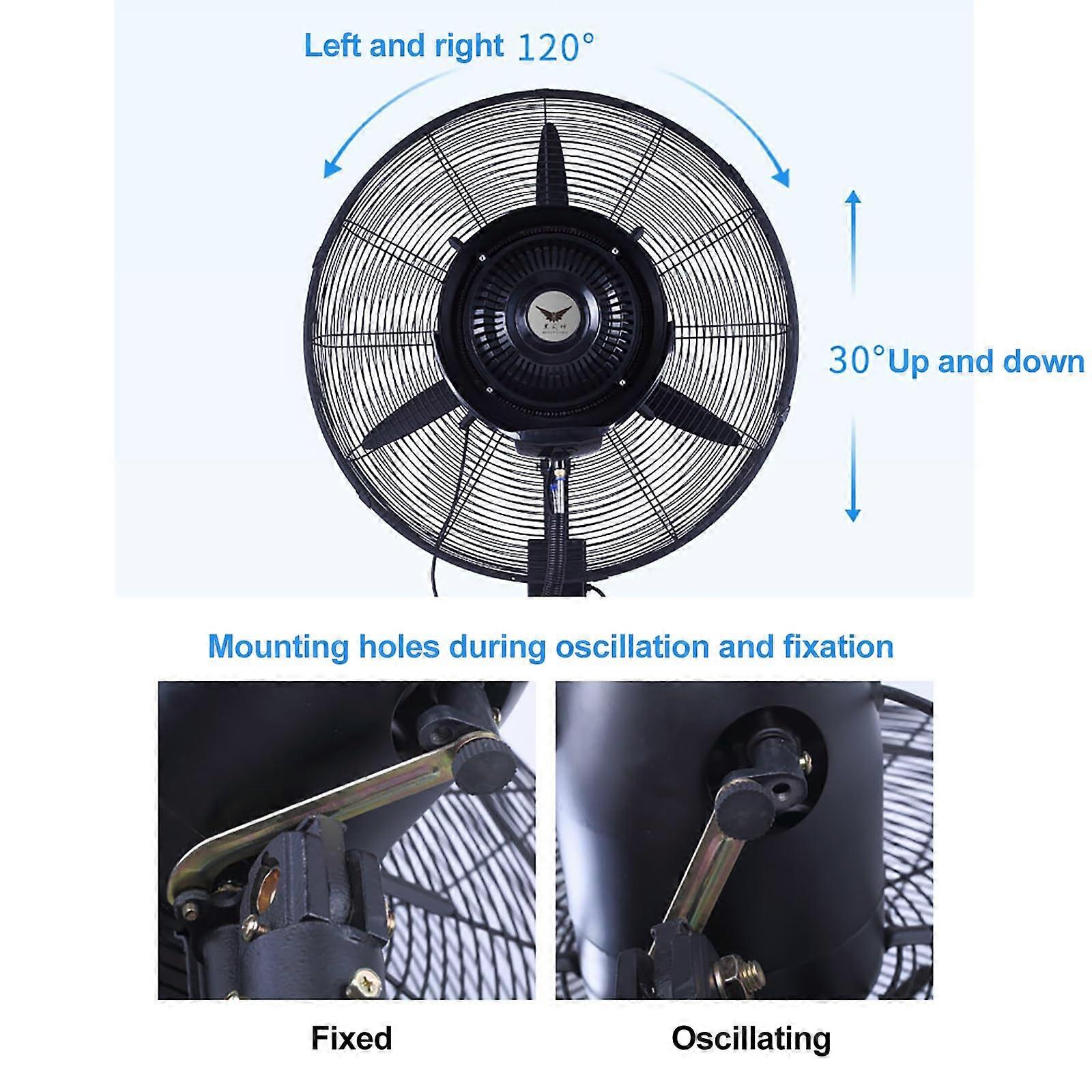 Ventilador nebulizador de exterior de 71cm con depósito de agua de 42L, refrigeración de 3 velocidades y oscilación de 120° para patio - Imagen 5
