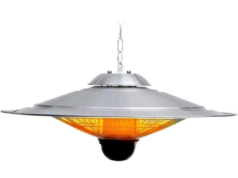 Calefactor eléctrico de exterior 2500W de techo para patio con mando, dos niveles de calor, bajo deslumbramiento