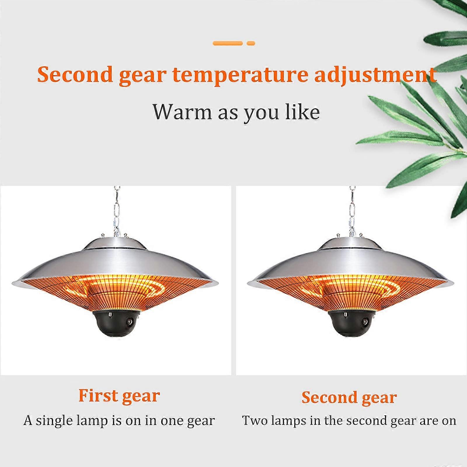 Calefactor eléctrico de exterior 2500W de techo para patio con mando, dos niveles de calor, bajo deslumbramiento - Imagen 3