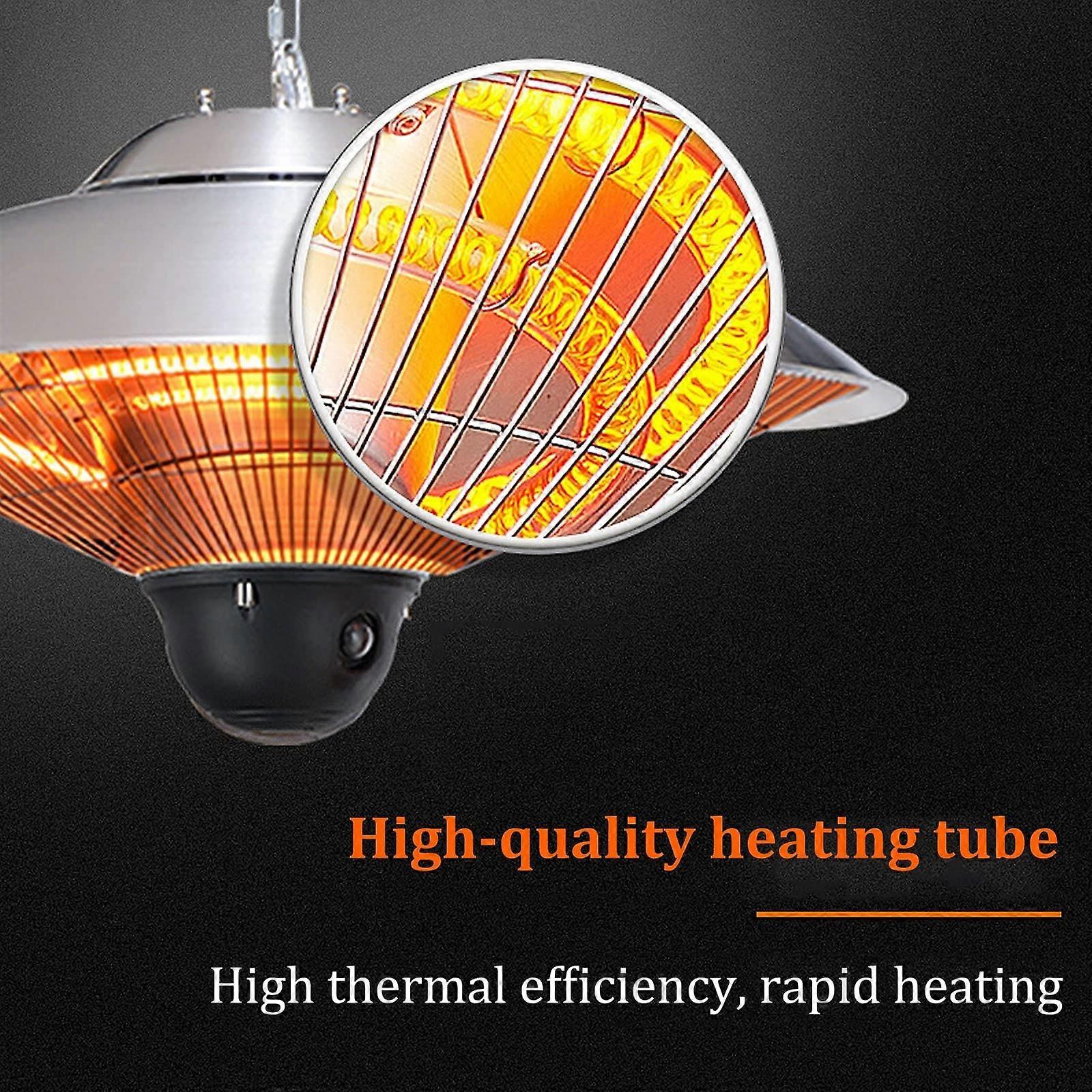 Calefactor eléctrico de exterior 2500W de techo para patio con mando, dos niveles de calor, bajo deslumbramiento - Imagen 5