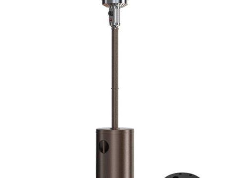 Estufa de terraza de propano 48000 BTU con mesa, quemadores dobles de acero inoxidable, ruedas y protección de seguridad para jardín y patio exterior