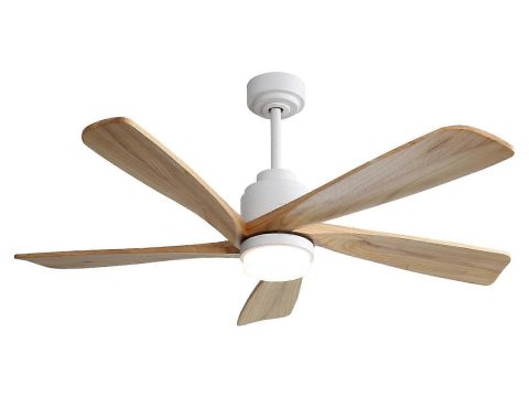 Ventilador de techo de interior de 52 pulgadas con mando a distancia, luz LED regulable, aspas de madera maciza y control por app inteligente