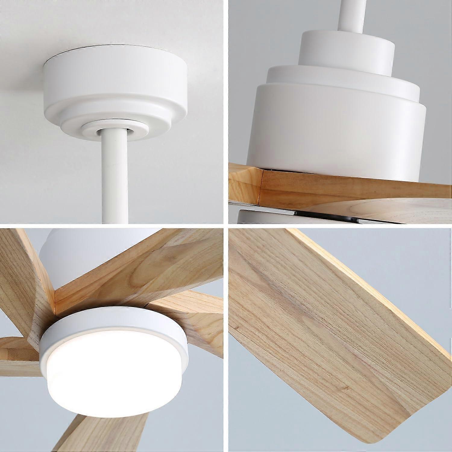 Ventilador de techo de interior de 52 pulgadas con mando a distancia, luz LED regulable, aspas de madera maciza y control por app inteligente - Imagen 3