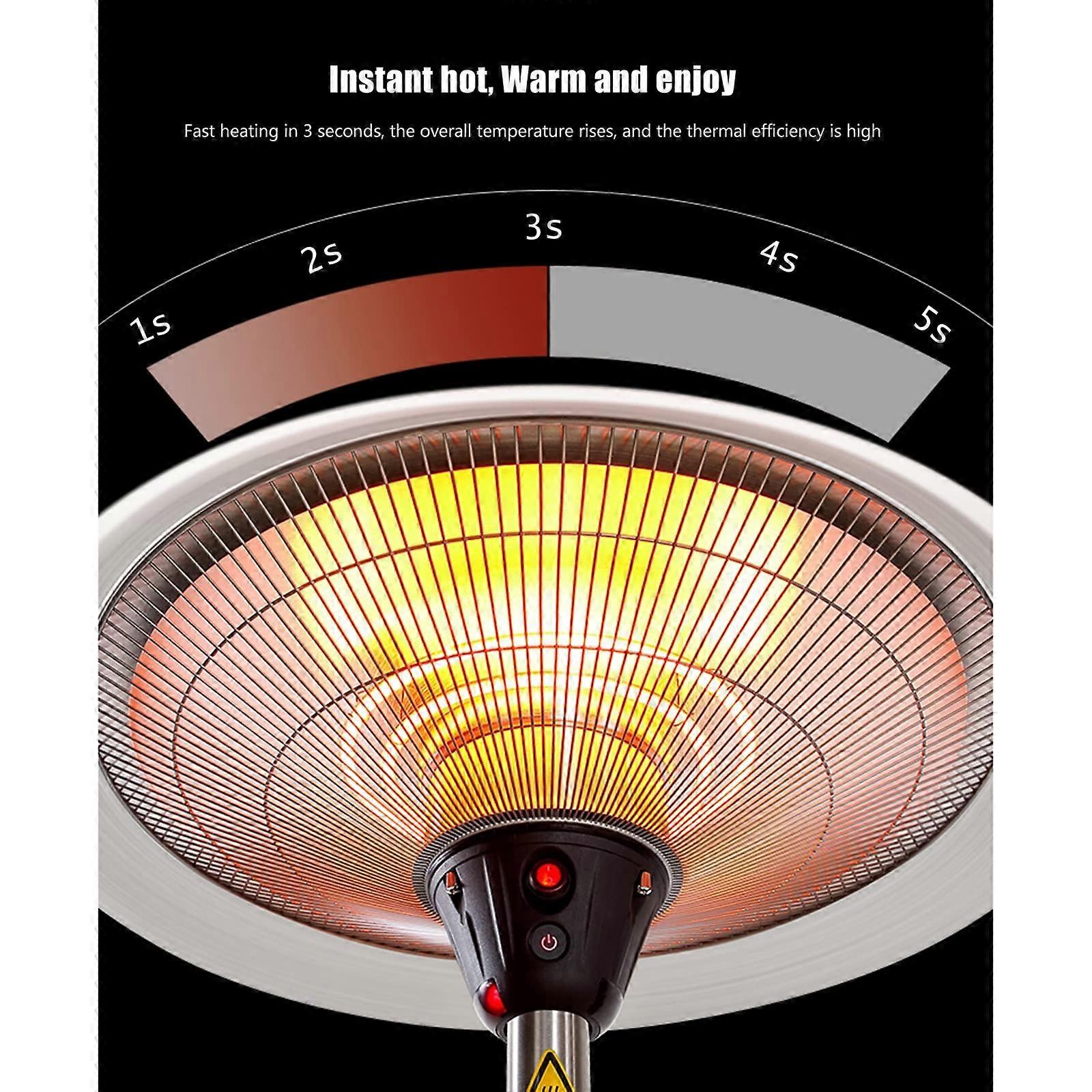 Estufa de terraza eléctrica con altura regulable y 3 niveles de calor, apagado de seguridad para uso en exteriores - Imagen 5