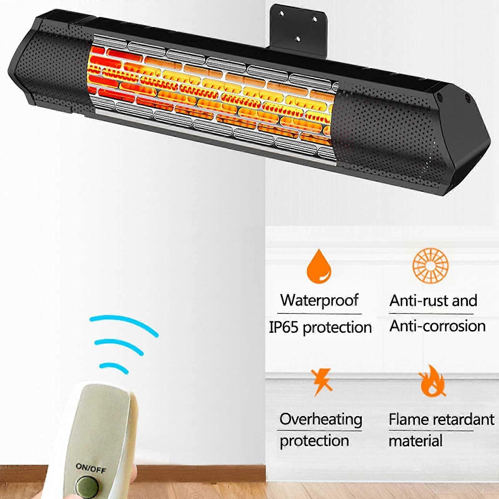 Calefactor de terraza eléctrico infrarrojo 220V con mando a distancia, 3 niveles de potencia, montaje en pared para uso exterior e interior - Imagen 3