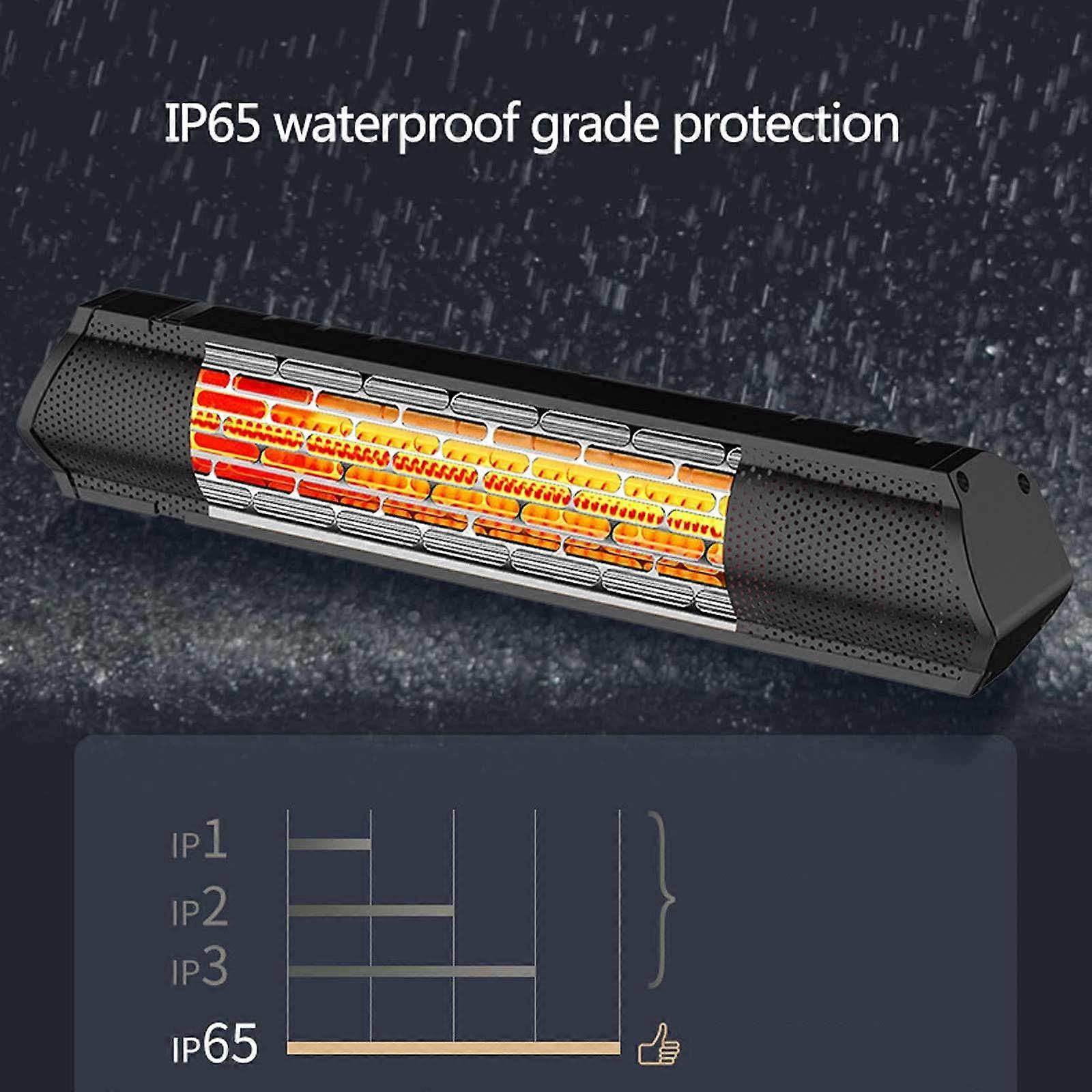 Calefactor de terraza eléctrico infrarrojo 220V con mando a distancia, 3 niveles de potencia, montaje en pared para uso exterior e interior - Imagen 4