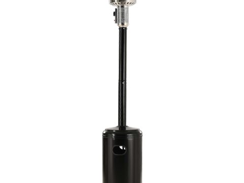 Estufa de terraza de propano para exterior 48000BTU 87 pulgadas de pie con ruedas, elegante acabado negro