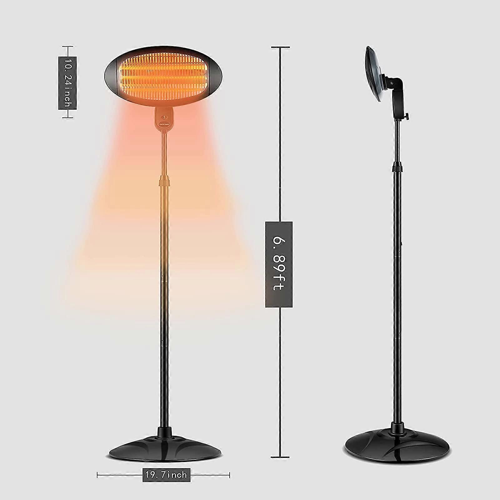 Conjunto de calefactor eléctrico de patio con altura de calor regulable, calefactor de exterior de pie para jardín, cenador y balcón - Imagen 2