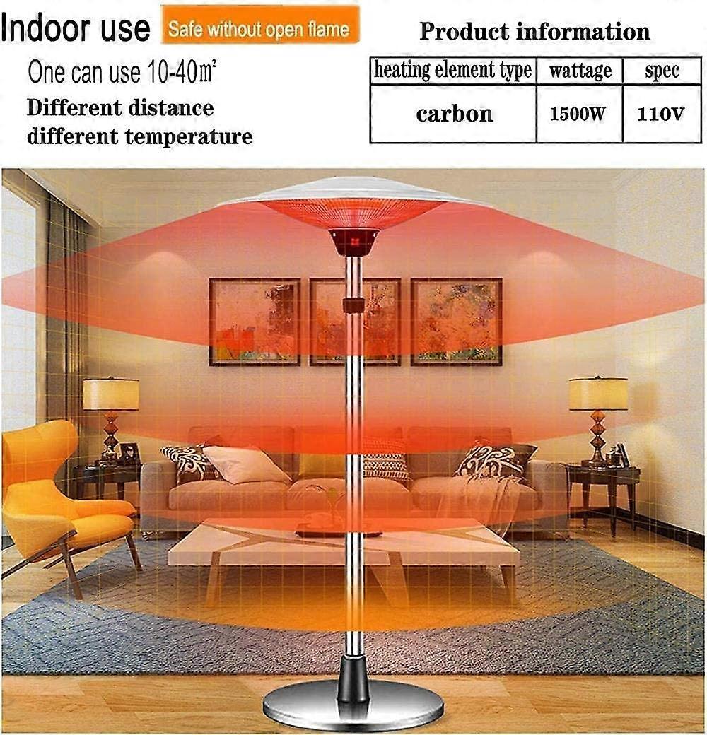 Calefactor de terraza eléctrico de exterior 2200W, estanco, de pie, infrarrojo, regulable en altura, 110V - Imagen 2