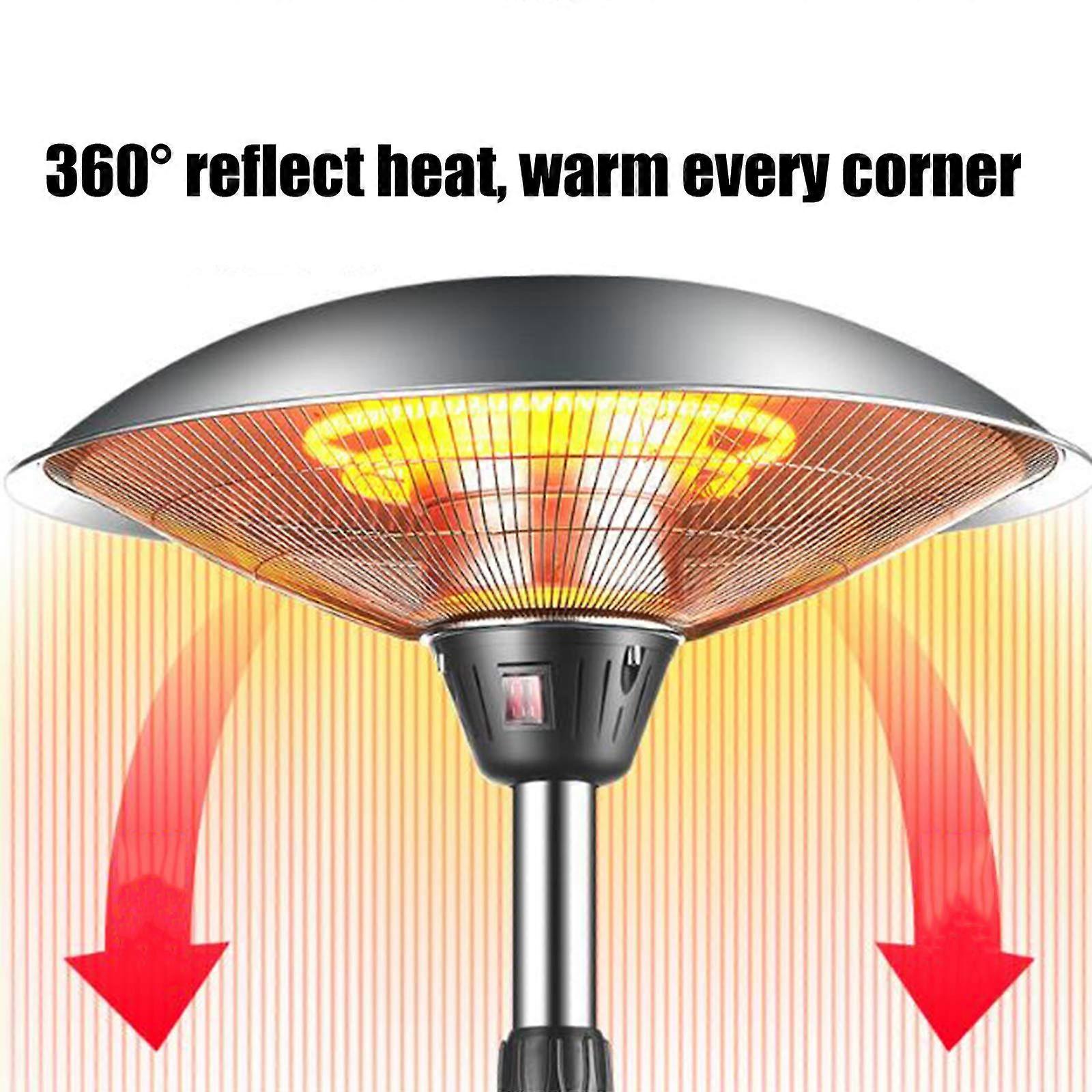 Calefactor de terraza de 2200W de calefacción infrarroja, estanco, con 3 ajustes de calor y soporte regulable para exterior - Imagen 3