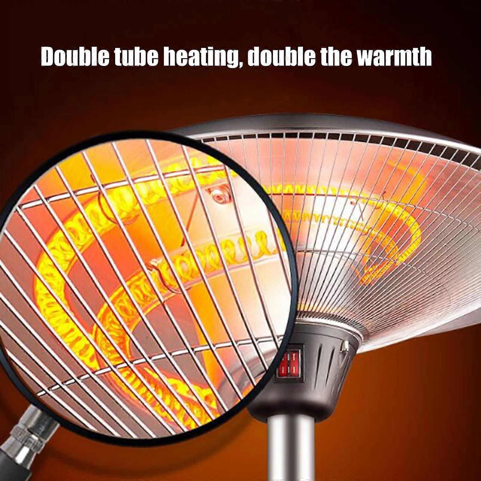 Calefactor de terraza de 2200W de calefacción infrarroja, estanco, con 3 ajustes de calor y soporte regulable para exterior - Imagen 4