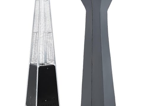 Calefactor de terraza de propano piramidal 42000 BTU con ruedas y funda impermeable para uso exterior