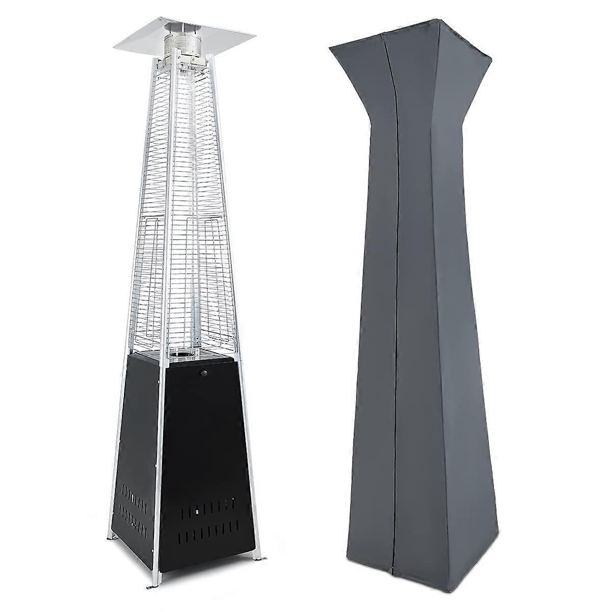 Calefactor de terraza de propano piramidal 42000 BTU con ruedas y funda impermeable para uso exterior