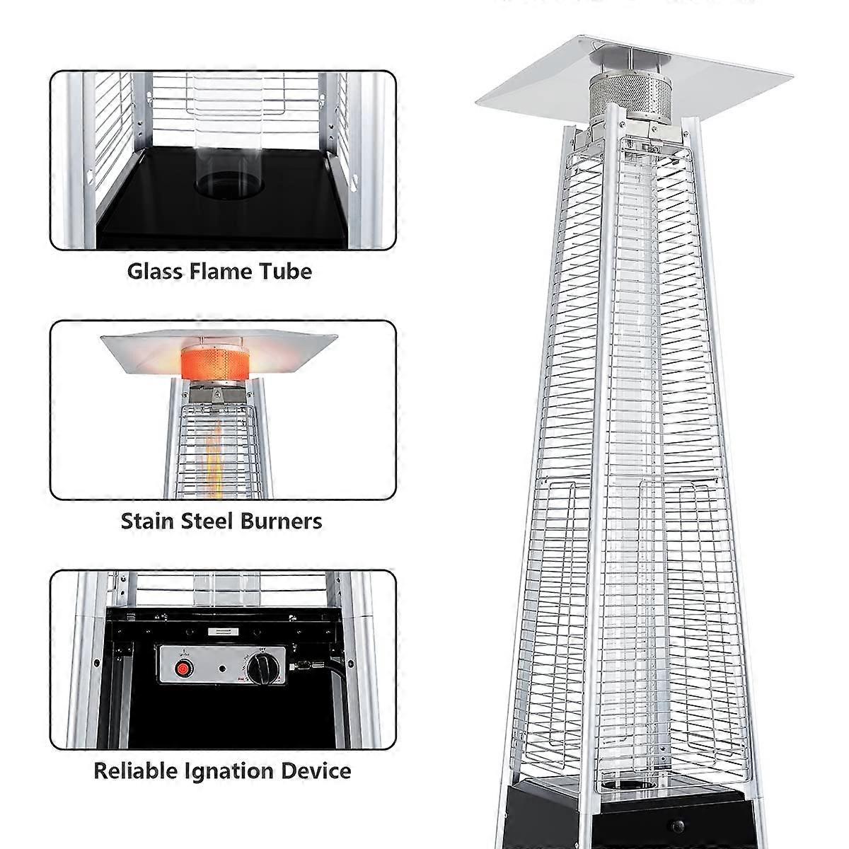 Calefactor de terraza de propano piramidal 42000 BTU con ruedas y funda impermeable para uso exterior - Imagen 2