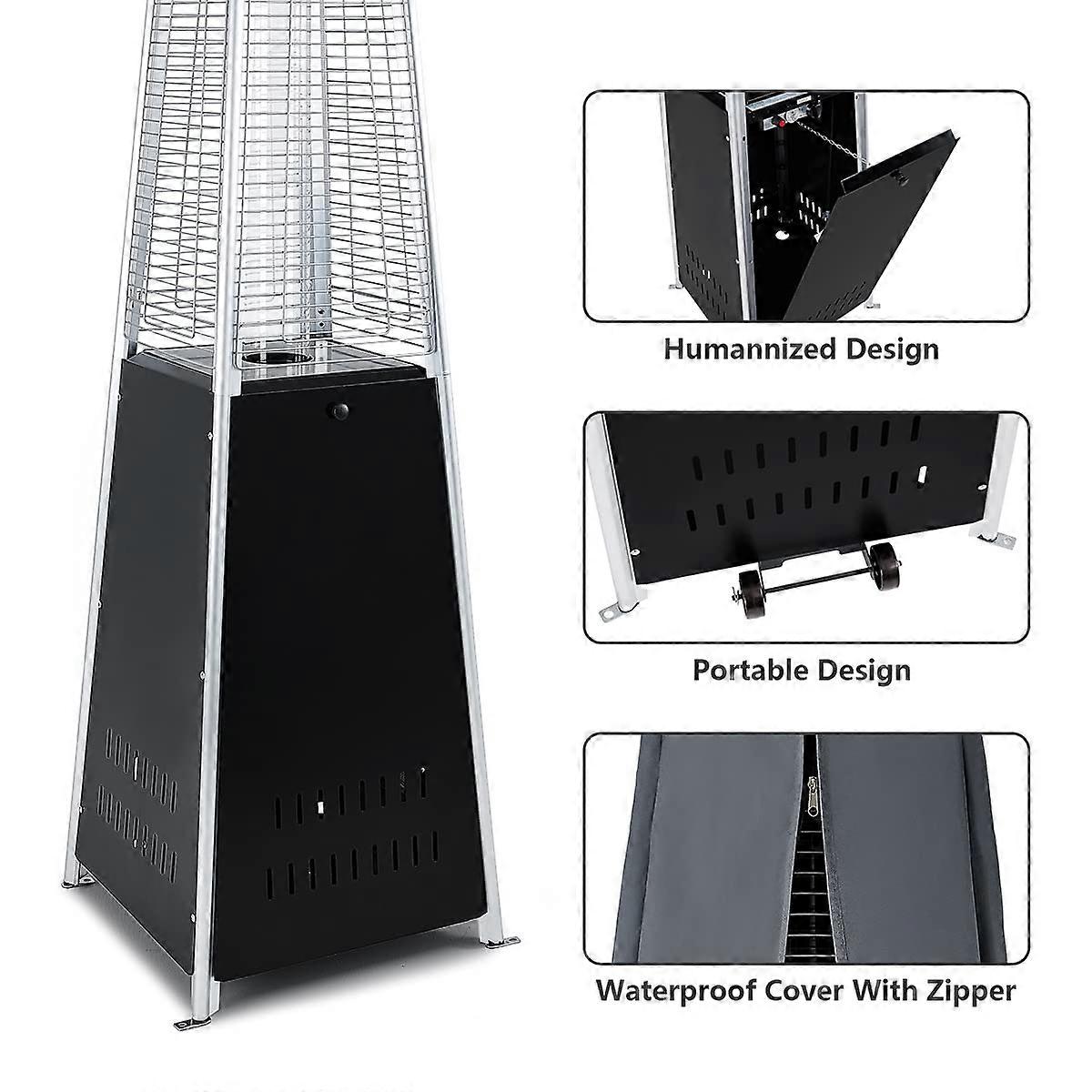 Calefactor de terraza de propano piramidal 42000 BTU con ruedas y funda impermeable para uso exterior - Imagen 3