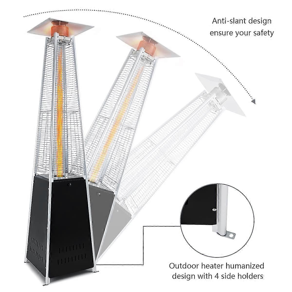Calefactor de terraza de propano piramidal 42000 BTU con ruedas y funda impermeable para uso exterior - Imagen 4