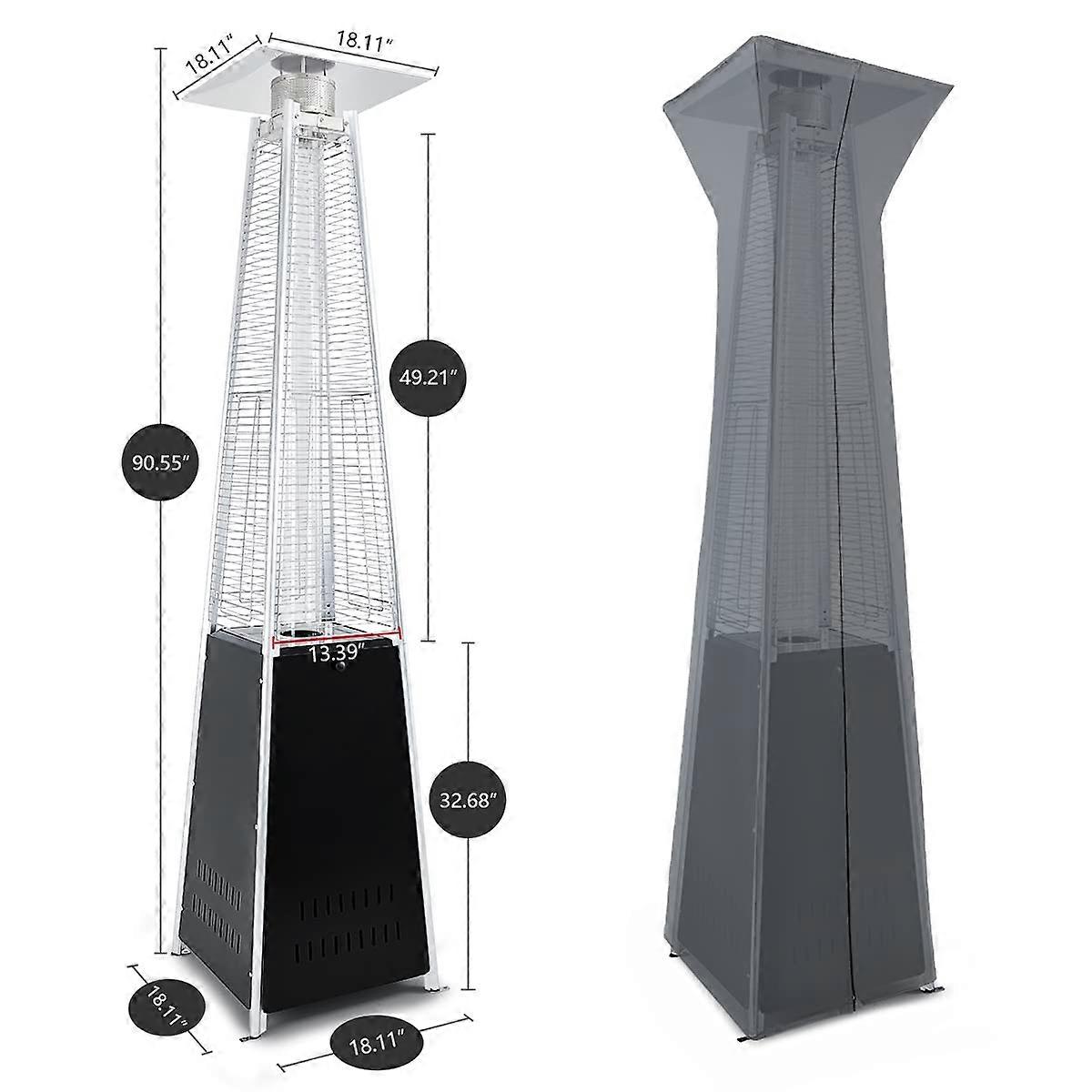 Calefactor de terraza de propano piramidal 42000 BTU con ruedas y funda impermeable para uso exterior - Imagen 5