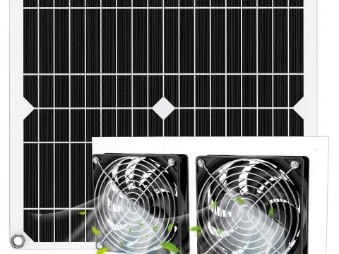 Kit de ventilador de extracción solar 25W con doble USB, ventilación estanca sin conexión a la red para gallinero, invernadero y caseta
