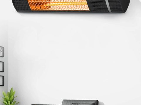 Calefactor de terraza de exterior, calefactor infrarrojo eléctrico de pared con mando a distancia para calentar grandes superficies