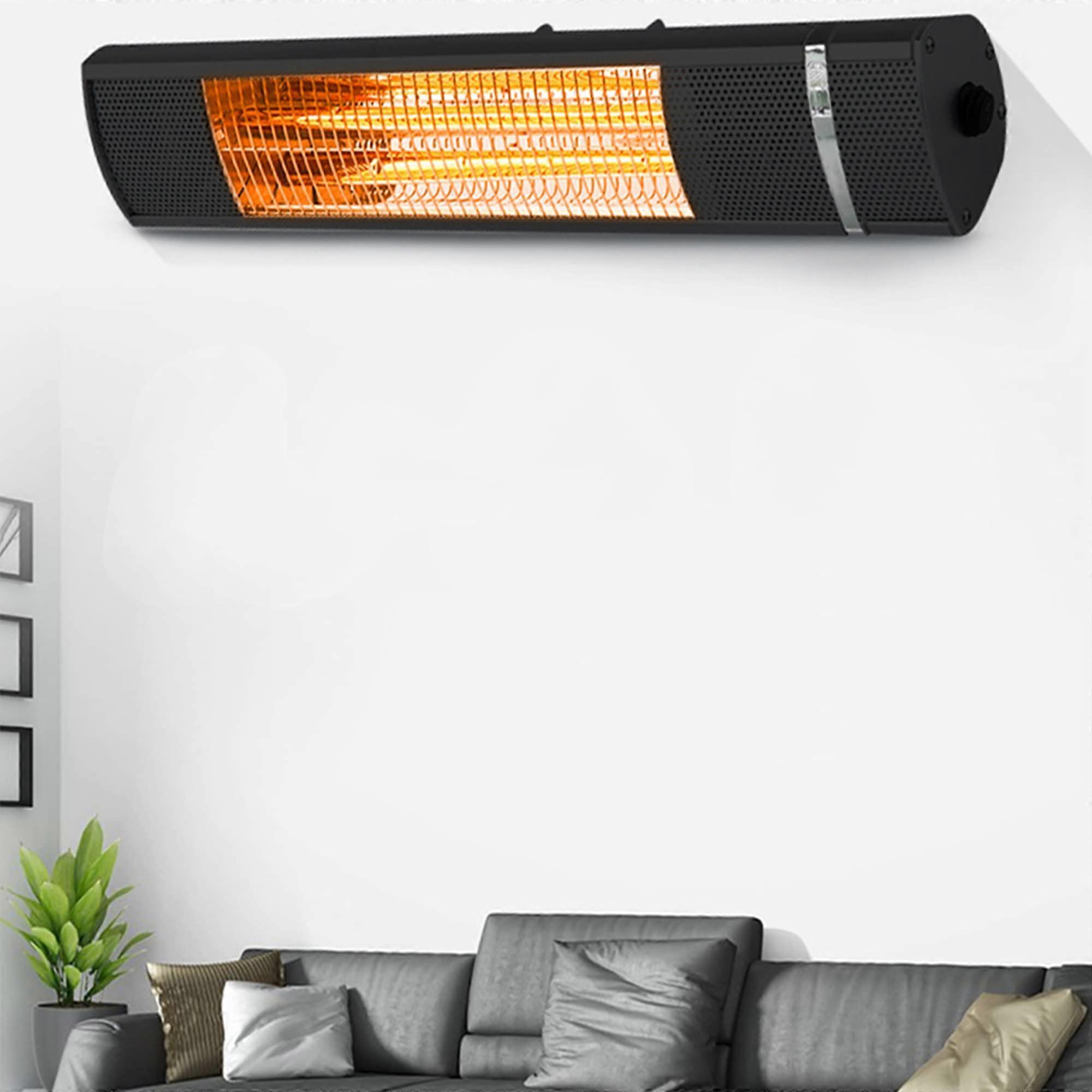 Calefactor de terraza de exterior, calefactor infrarrojo eléctrico de pared con mando a distancia para calentar grandes superficies