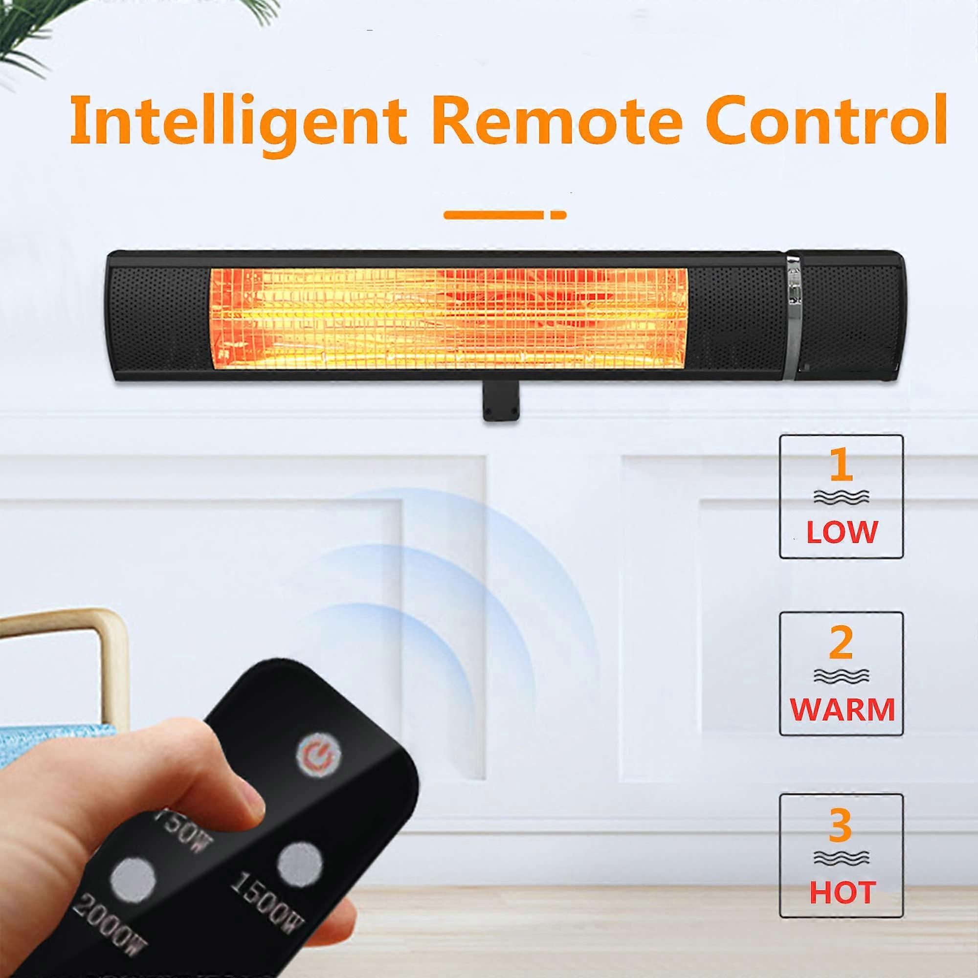 Calefactor de terraza de exterior, calefactor infrarrojo eléctrico de pared con mando a distancia para calentar grandes superficies - Imagen 3