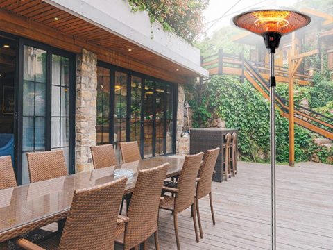Calefactor eléctrico de exterior para patio de 3000W, calefacción por infrarrojos, IP44 resistente a la intemperie, de pie, interior y exterior