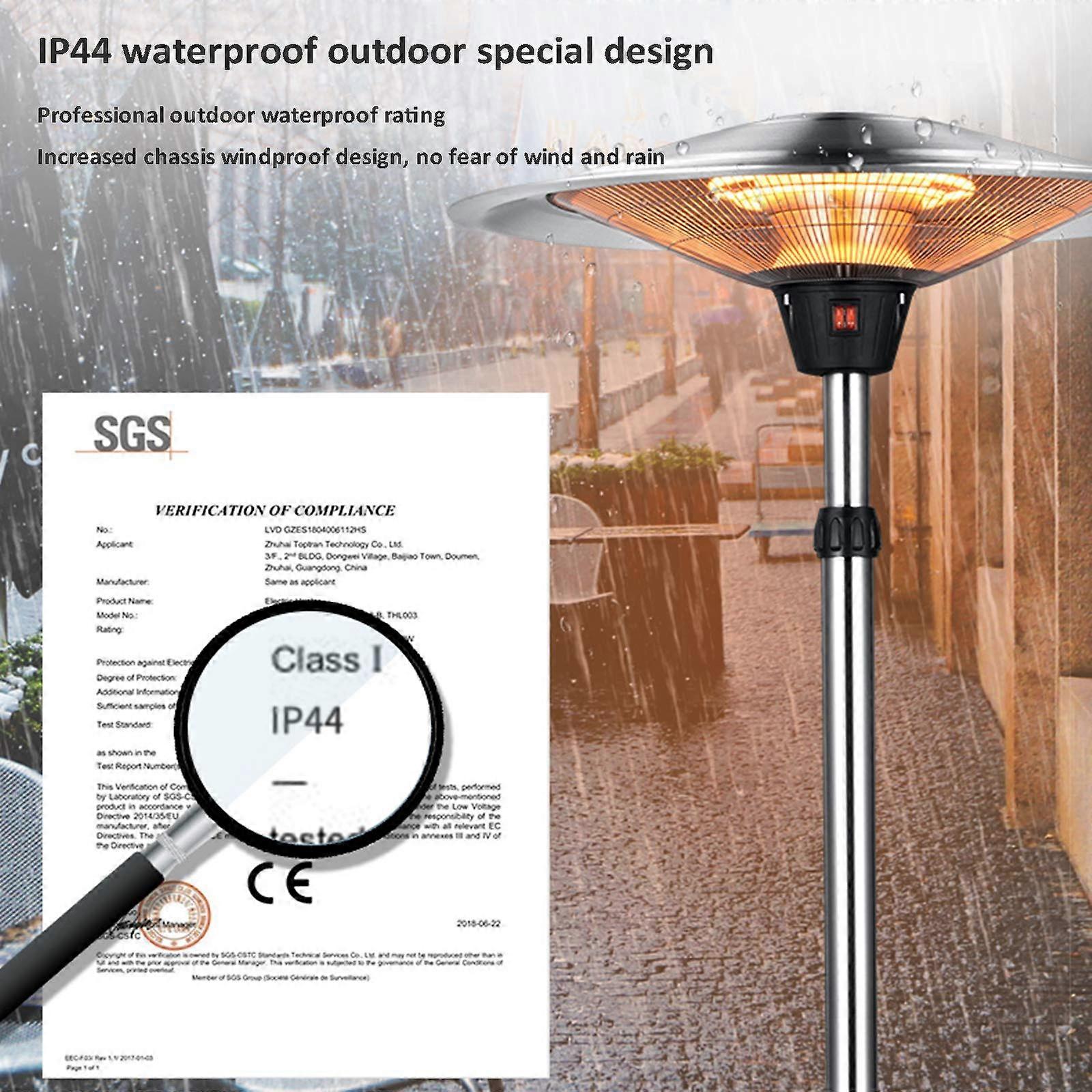 Calefactor de terraza infrarrojo de exterior 3000W IP44 resistente a la intemperie, de pie, con protección antivuelco - Imagen 5