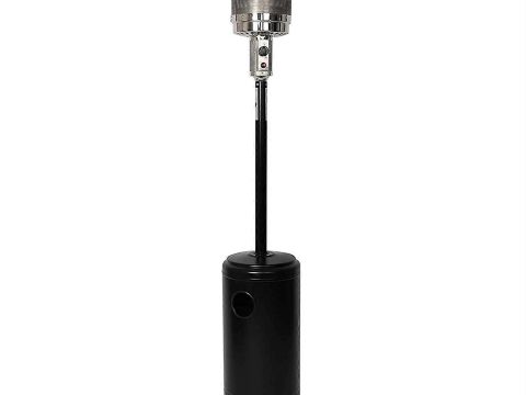 Calefactor de terraza de propano con potencia calorífica regulable, calefactor de gas de exterior de pie para jardín, restaurante, negro