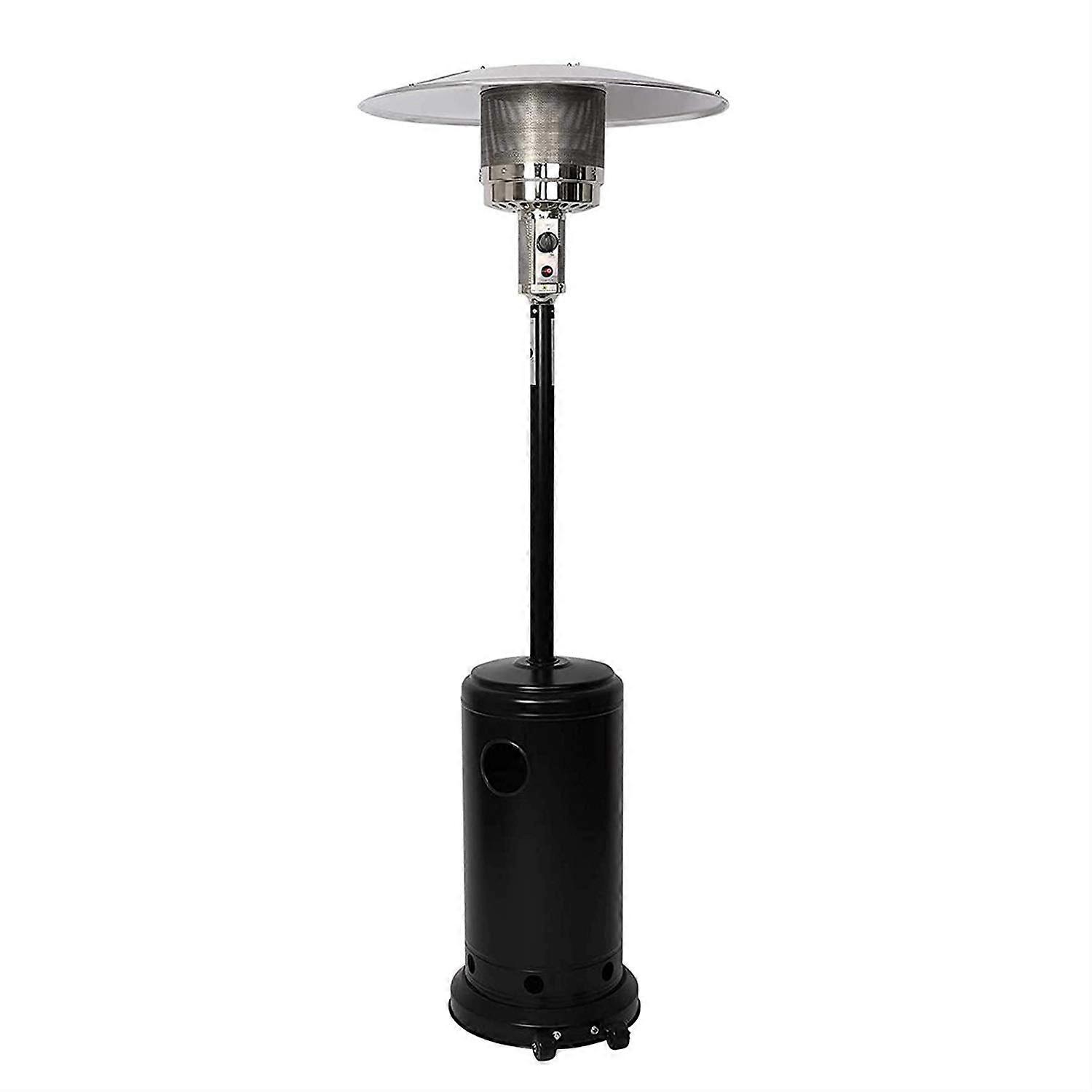 Calefactor de terraza de propano con potencia calorífica regulable, calefactor de gas de exterior de pie para jardín, restaurante, negro