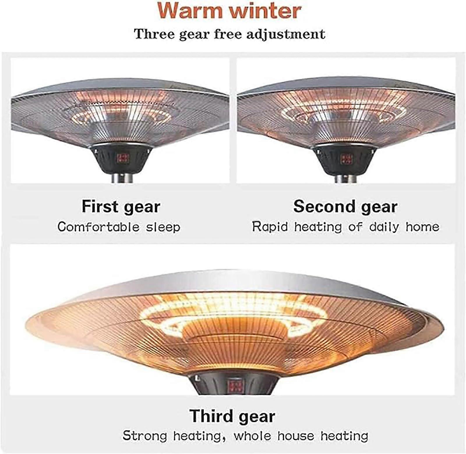 Estufa de terraza eléctrica de exterior 1500W con calor y altura regulables, lámpara de pie infrarroja 110V - Imagen 3