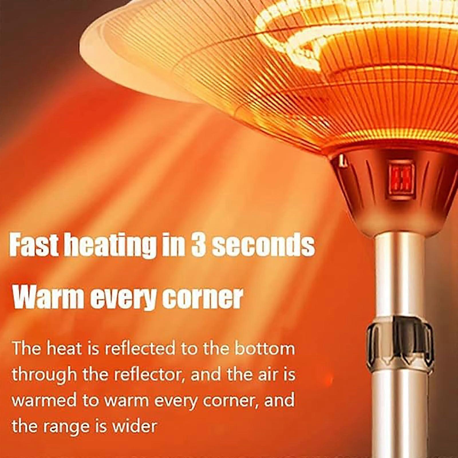 Estufa de terraza eléctrica de exterior 1500W con calor y altura regulables, lámpara de pie infrarroja 110V - Imagen 4