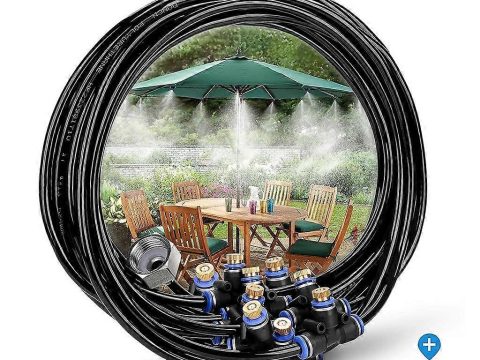 Sistema de nebulización para terraza de 15 m, kit de refrigeración exterior para montar uno mismo para el riego del jardín y la cama elástica