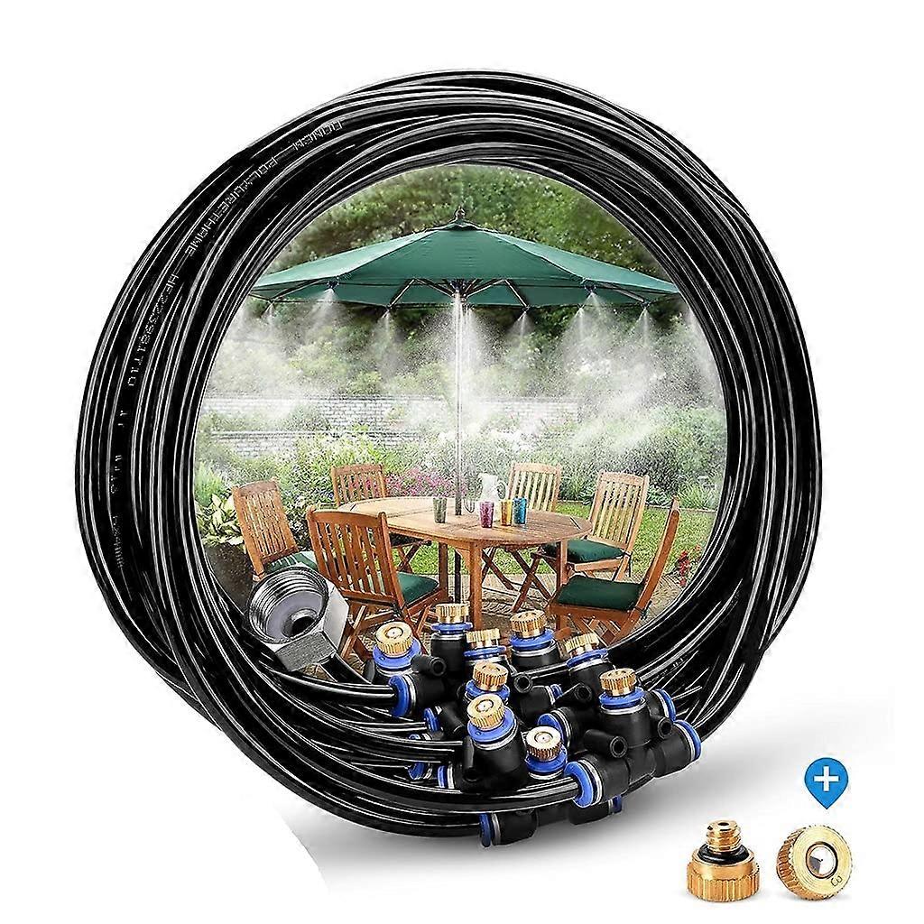 Sistema de nebulización para terraza de 15 m, kit de refrigeración exterior para montar uno mismo para el riego del jardín y la cama elástica
