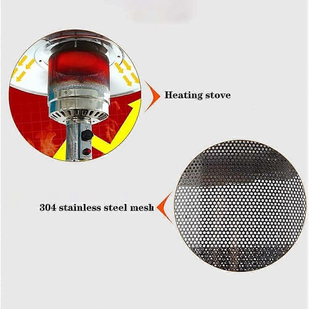 Estufa de terraza de gas para exterior en forma de sombrilla, plateada, con altura regulable, ruedas y distribución uniforme del calor - Imagen 4