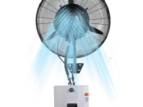 Ventilador nebulizador de exterior con niebla refrescante instantánea, ventilador de refrigeración para terraza de montaje mural de uso intensivo, 81cm
