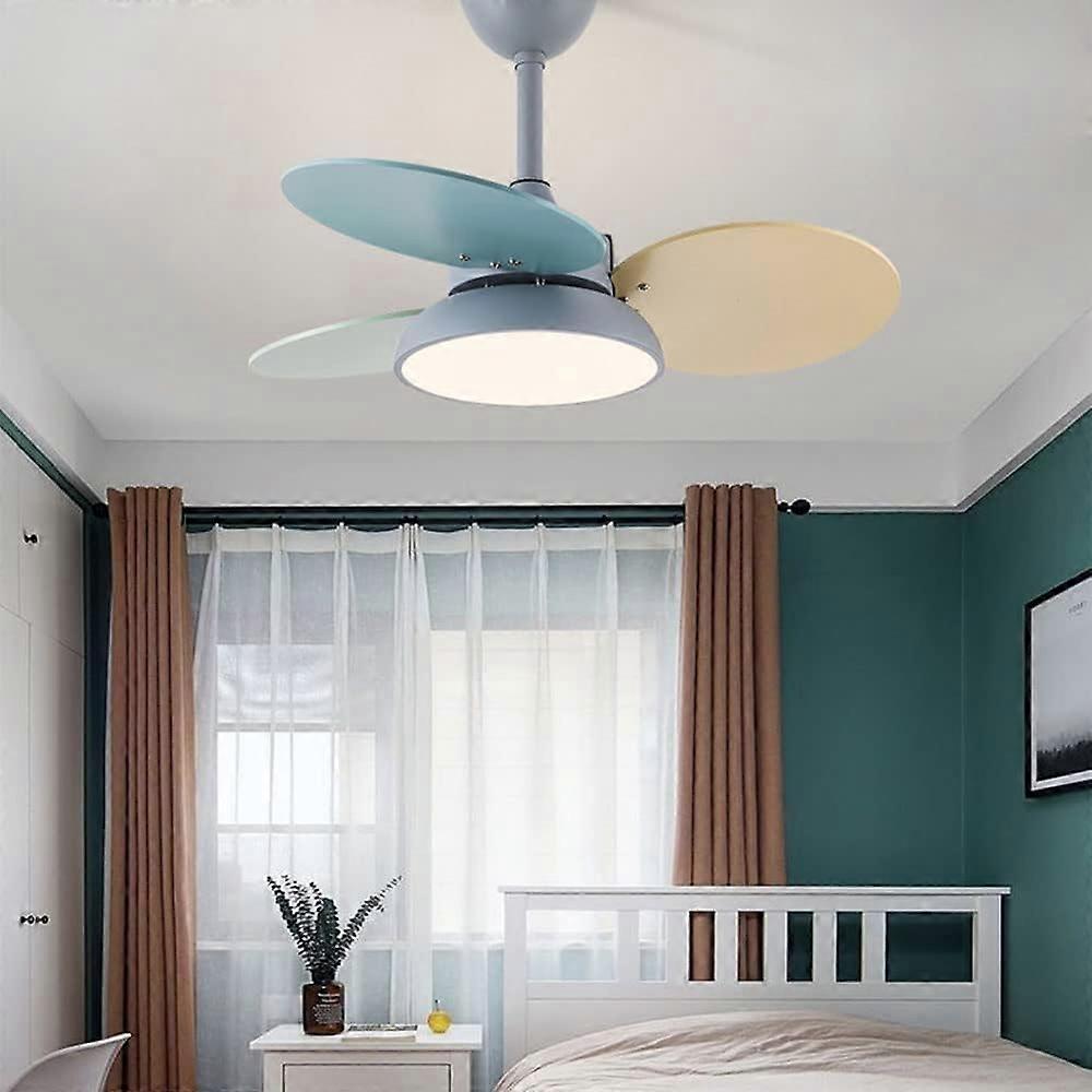 Ventilador de techo con aspas de madera y luz, LED regulable, silencioso, con mando a distancia para dormitorio y salón - Imagen 2