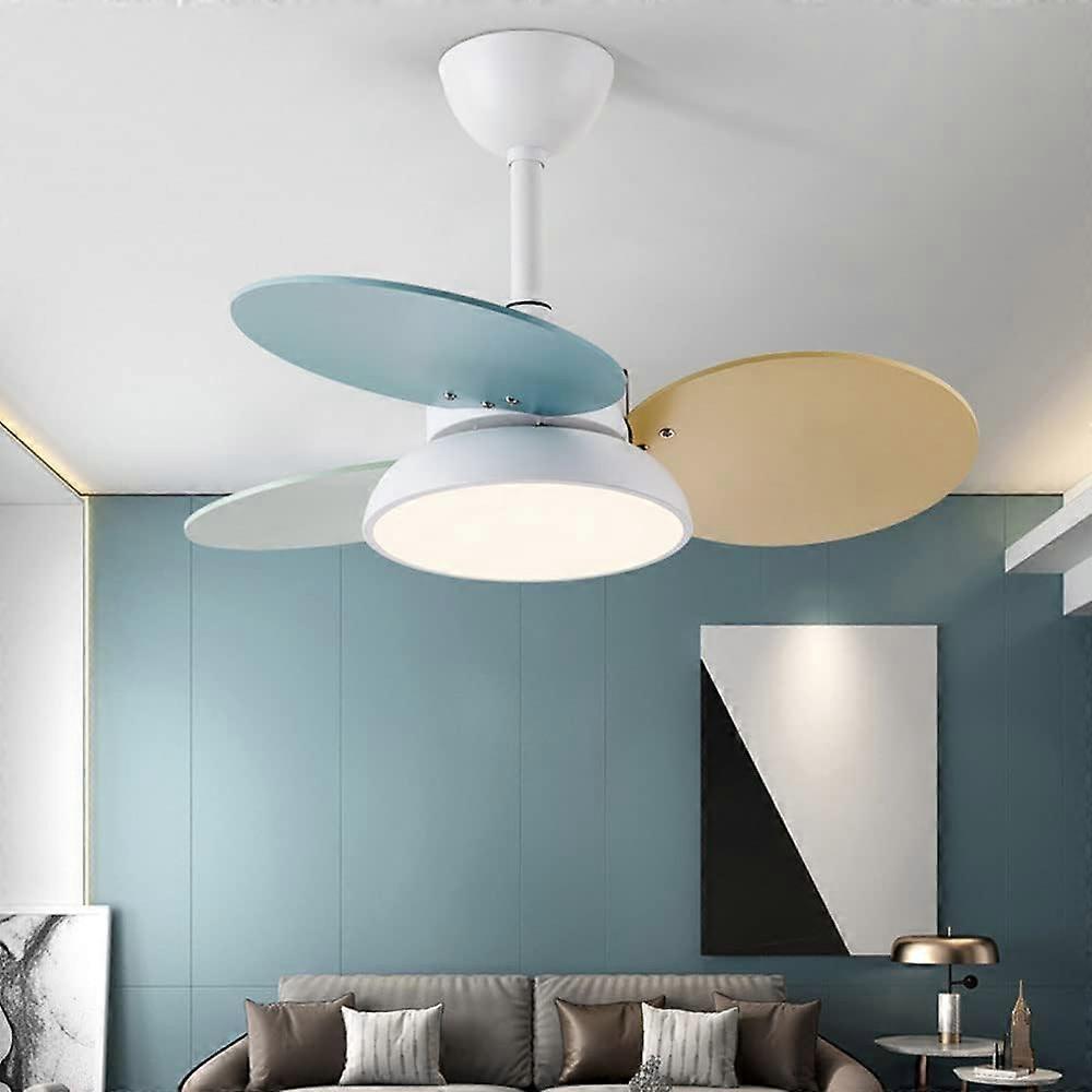Ventilador de techo con aspas de madera y luz, LED regulable, silencioso, con mando a distancia para dormitorio y salón - Imagen 4
