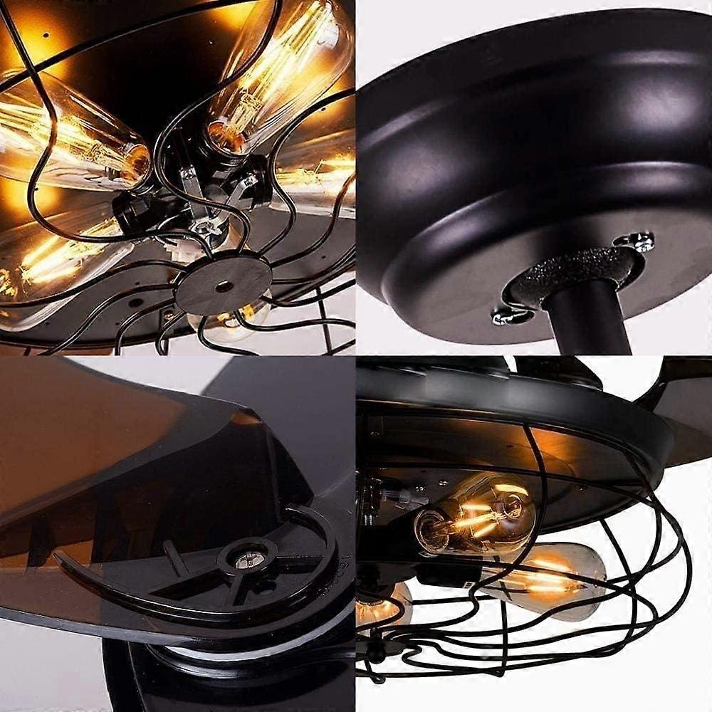 Ventilador de techo con iluminación LED, aspas retráctiles, mando a distancia, casquillo E27, decoración interior moderna - Imagen 3