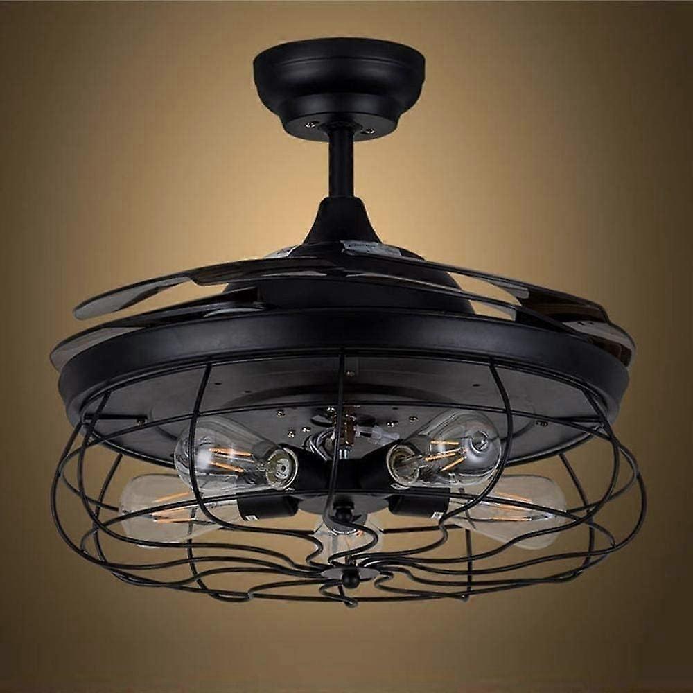 Ventilador de techo con iluminación LED, aspas retráctiles, mando a distancia, casquillo E27, decoración interior moderna - Imagen 4