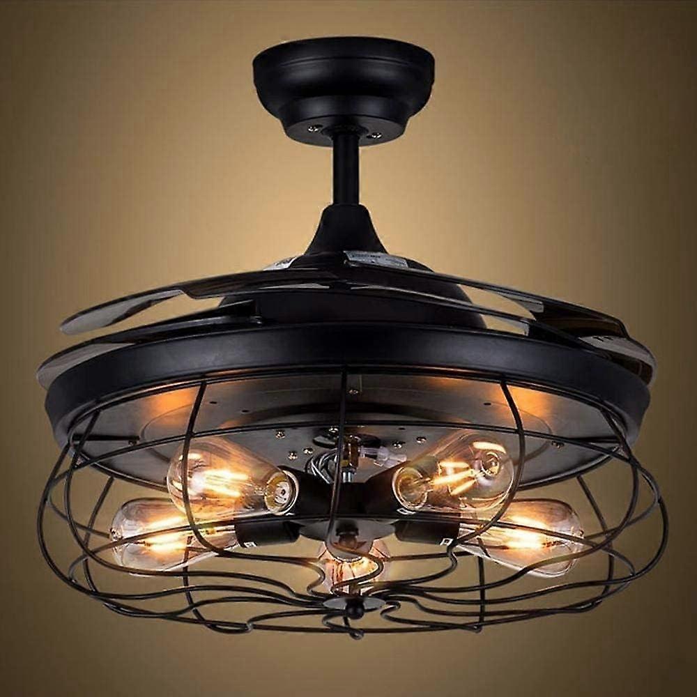 Ventilador de techo con iluminación LED, aspas retráctiles, mando a distancia, casquillo E27, decoración interior moderna - Imagen 5