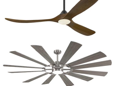 2 UDS. Ventilador de techo inteligente con luz, 52 pulgadas madera de nogal compatible con control por Alexa y 72 pulgadas 12 aspas roble plata con mando a distancia