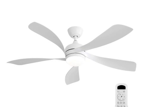 Ventilador de techo LED de 52 pulgadas con mando a distancia, luz moderna regulable de 3 colores, motor DC reversible para dormitorio