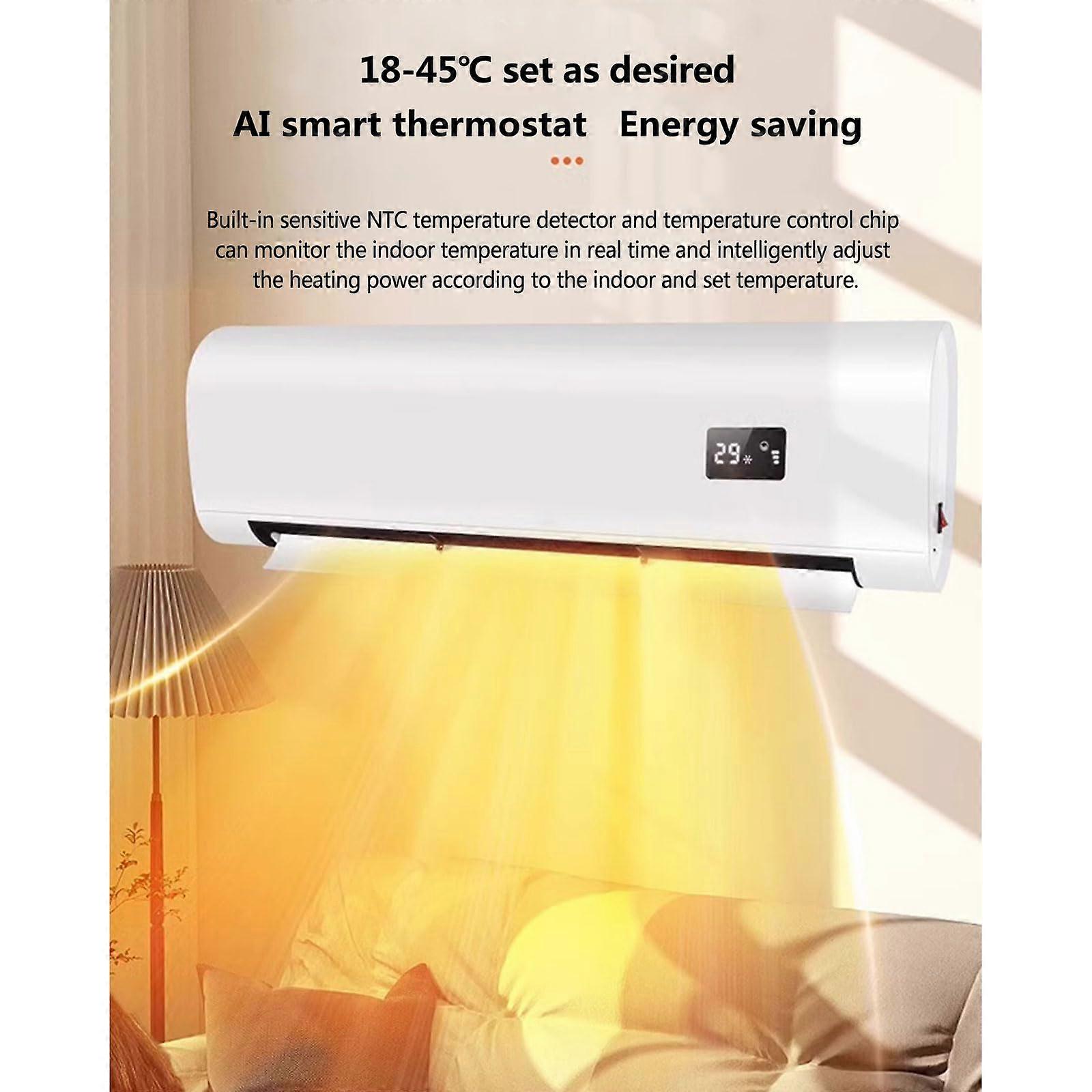 Calefactor eléctrico de pared para baño, resistente al agua, de montaje en pared, de bajo consumo, modo dual calor y frío, blanco - Imagen 3