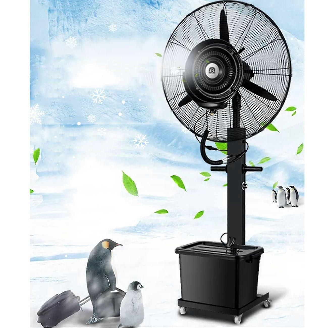 Ventilador nebulizador de exterior de 75 cm con 3 velocidades de refrigeración regulables, de pie, ideal para terraza y jardín.