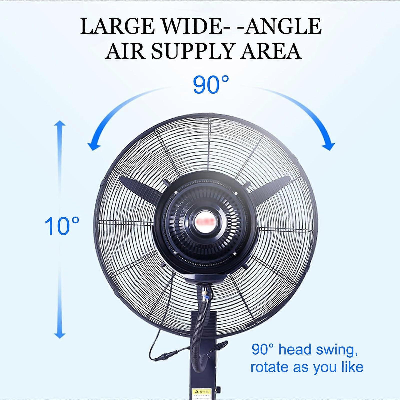 Ventilador nebulizador de exterior 75 cm con llenado de agua automático, ventilador de pie robusto, depósito de 40 L, negro