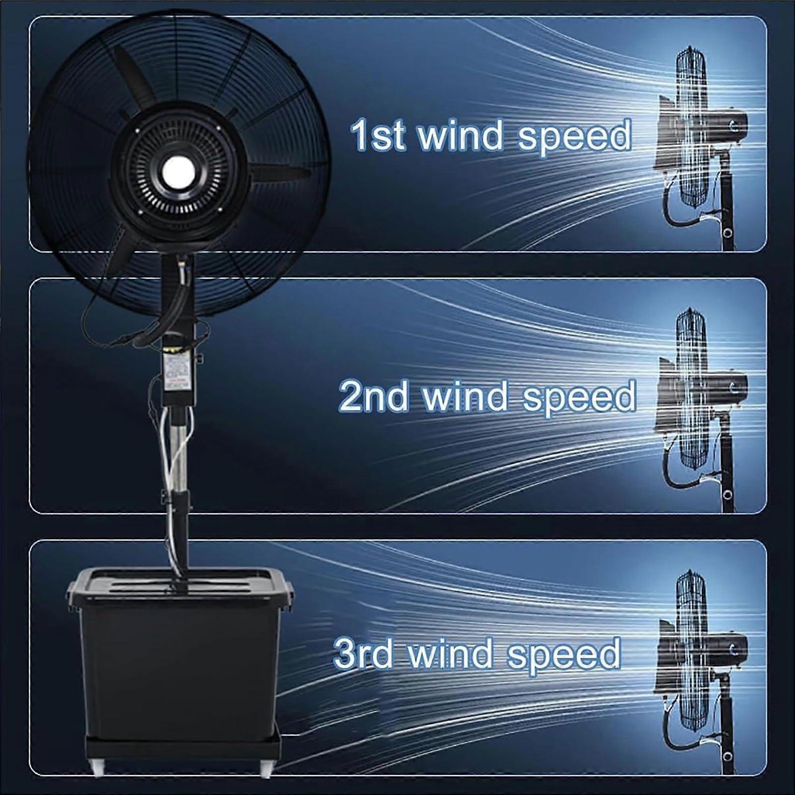 Ventilador nebulizador de exterior 75 cm con llenado de agua automático, ventilador de pie robusto, depósito de 40 L, negro - Imagen 3