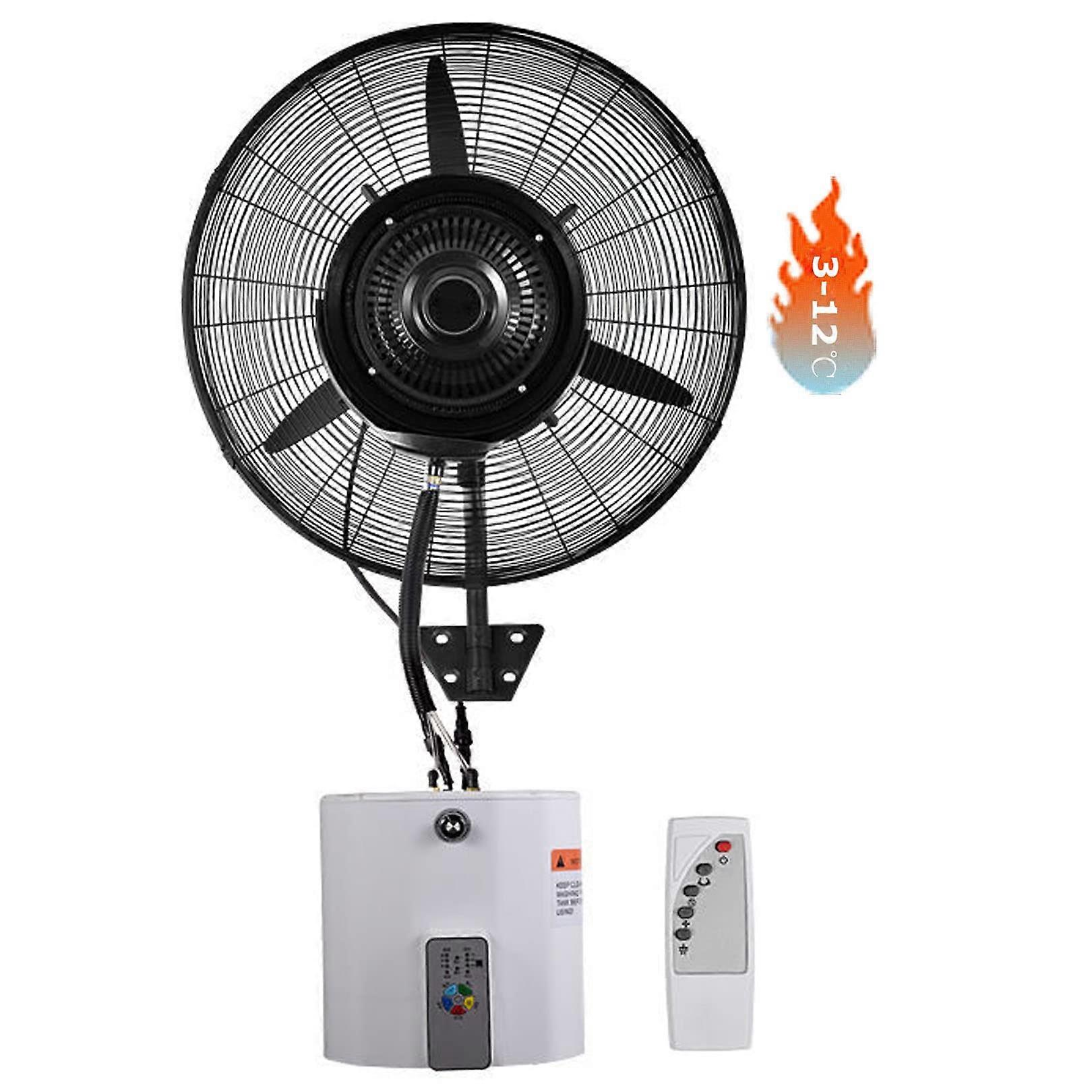 Ventilador nebulizador de exterior de pared 71cm, niebla refrescante impermeable, mando a distancia de 3 velocidades, oscilación de 90°