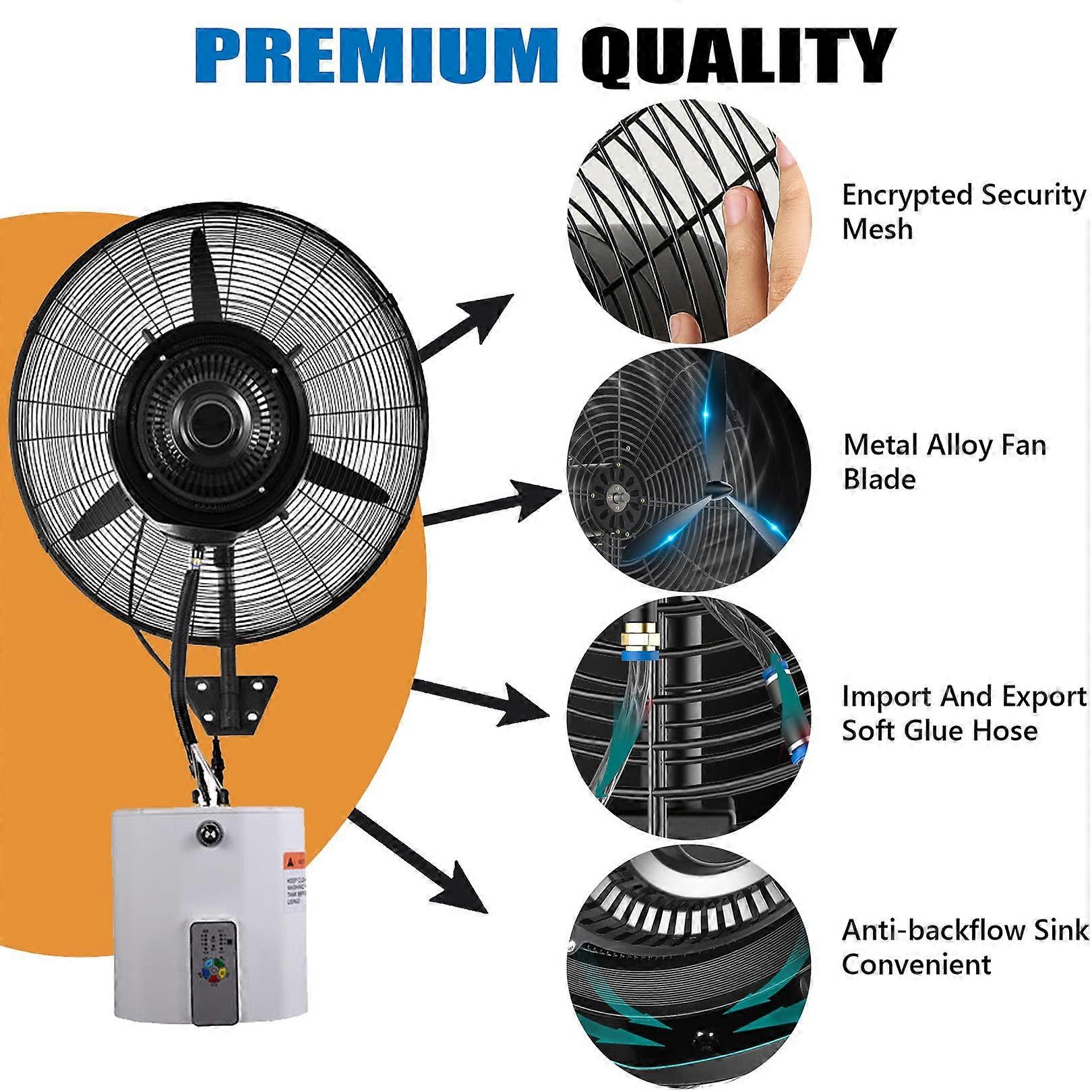 Ventilador nebulizador de exterior de pared 71cm, niebla refrescante impermeable, mando a distancia de 3 velocidades, oscilación de 90° - Imagen 2