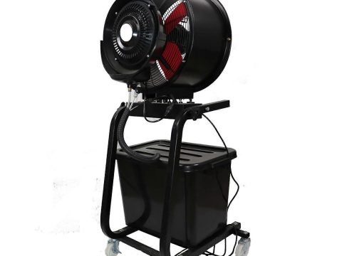 Ventilador de pie nebulizador industrial de 40 cm (16 pulgadas) con 3 velocidades y oscilación de 90° para refrescar su terraza